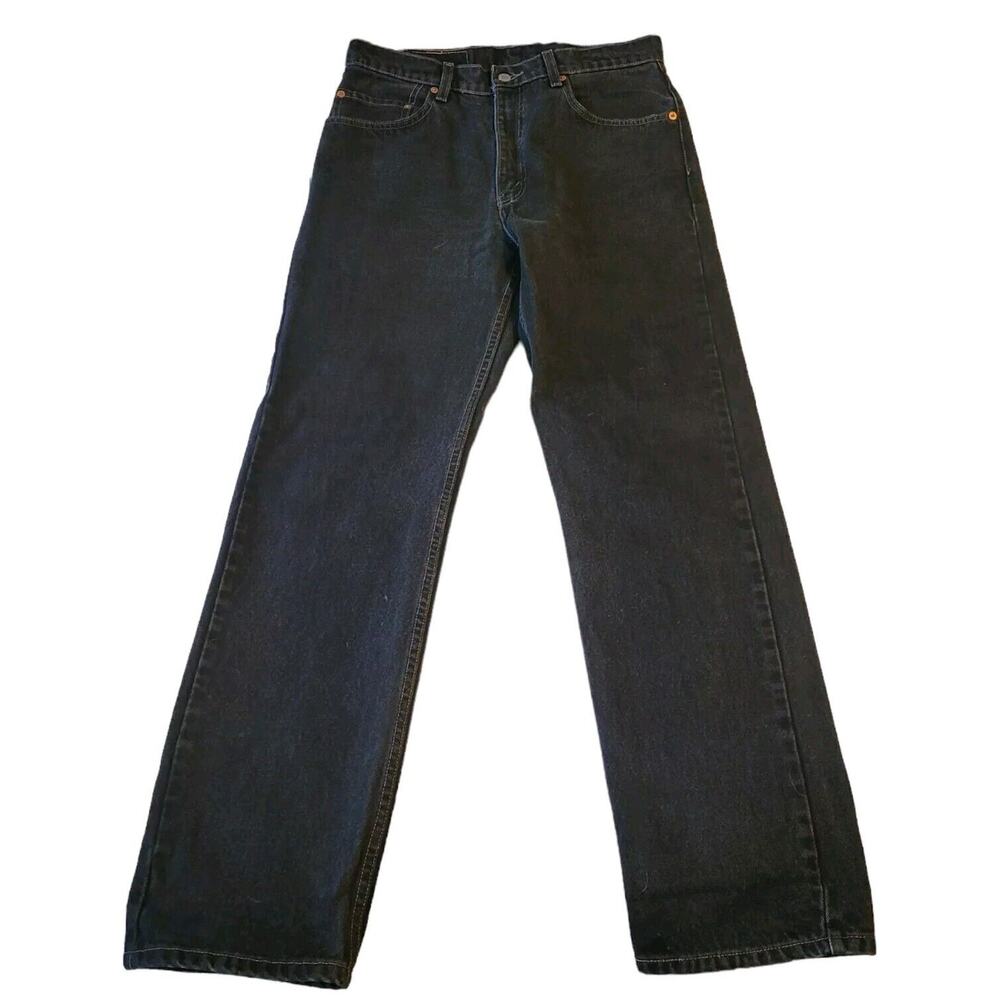 Vintage Levi's 505 Black Jeans 33x32 Regular Fit Straight Leg 90's Light Fade